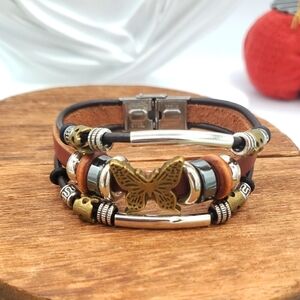 Butterfly Charm Leather Bracelet B3005‎